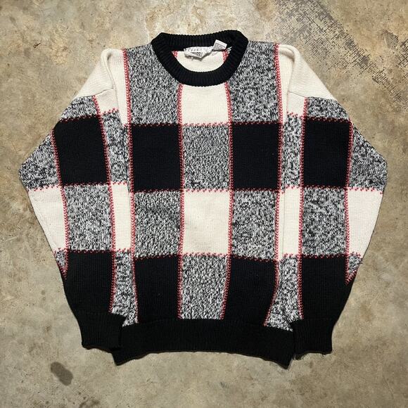 Vintage 90s Country Suburbans Black Pattern Acrylic Sweater - Picture 1 of 3
